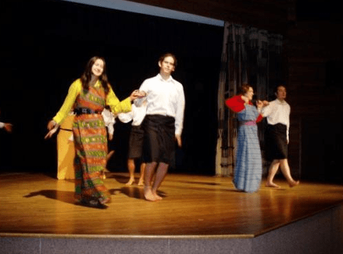 A performance in the Middle East and Asia day in school. This is a Bhutanese dance. In the picture is Yeshey, my roommate from Bhutan, Andres from Costa Rica, myself and Ruakiri, from New Zealand.